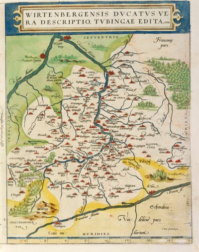 Mapa de Wurtemberg, de Theatrum Orbis Terrarum por Abraham Ortelius de Abraham Ortelius