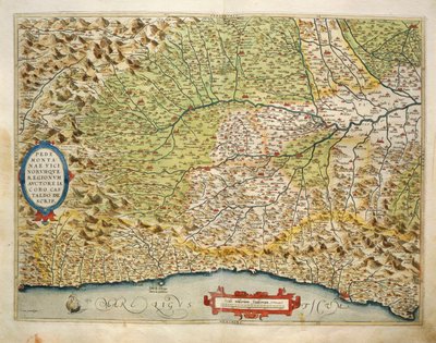 Mapa de la región de Piamonte, Italia, del Theatrum Orbis Terrarum por Abraham Ortelius de Abraham Ortelius