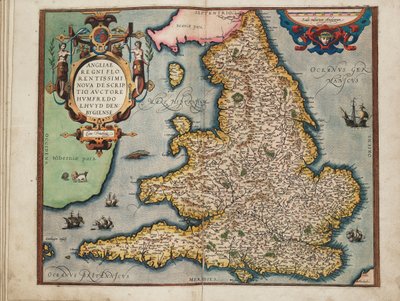 Nuevo mapa del reino más floreciente de Inglaterra, por Humphrey Lloyd de Denbigh de Abraham Ortelius