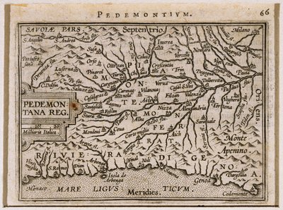 Regiones de Piamonte y Liguria Occidental. De Theatrum Orbis Terrarum por Abraham Ortelius de Abraham Ortelius