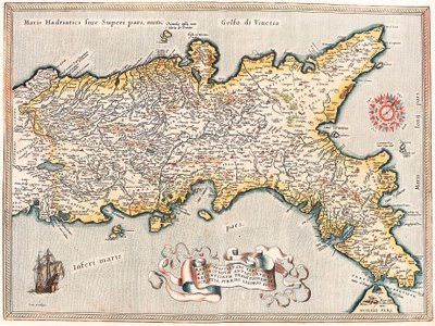Regnii Neapolitani verissima secundum antiquorum et recentiorum traditionem descriptio, Pyrrho Ligorio auct. Mapa geográfico del territorio del Reino de Nápoles en Italia de “Theatrum Orbis Terrarum” de Abraham Ortelius de Abraham Ortelius