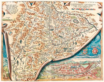 Urbis Salisburgensis genuina descriptio Mapa geográfico del territorio de Salzburgo en Austria de “Theatrum Orbis Terrarum” por Abraham Ortelius de Abraham Ortelius