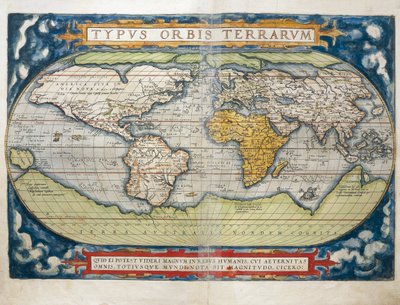 Mapa del mundo de Theatrum Orbis Terrarum por Abraham Ortelius de Abraham Ortelius
