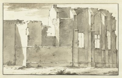 Vista de las ruinas del coro de la Grote Kerk en Zandvoort de Abraham Rademaker