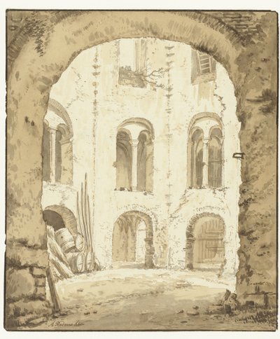 Vista de la capilla del Valkhof en Nimega de Abraham Rademaker