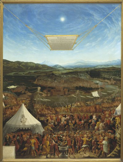 Cayo Mucio Escévola (524-480 a.C.) ante Porsena, rey de Clusium - Mucio Escévola ante Porsena, por Schopfer, Abraham (activo a mediados del siglo XVI) de Abraham Schöpfer