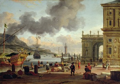 Escena de puerto mediterráneo de Abraham Storck