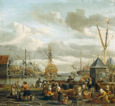 Vista del puerto de Ámsterdam de Abraham Storck