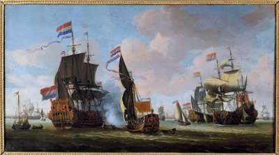 Marina: escena de batalla naval de Abraham Storck