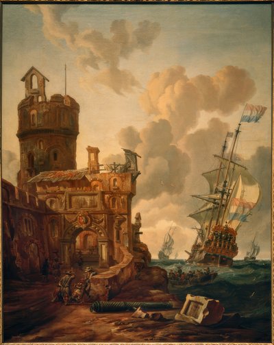 Barco neerlandés frente a una fortaleza de Abraham Storck
