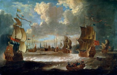 Barcos en una laguna, siglo XVII o principios del siglo XVIII de Abraham Storck