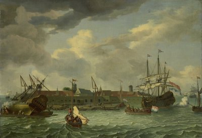 La isla de Onrust cerca de Batavia de Abraham Storck