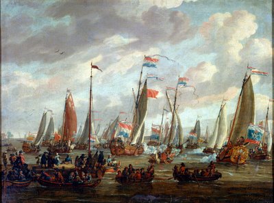 El zar Pedro I visitando Inglaterra en enero de 1698 de Abraham Storck