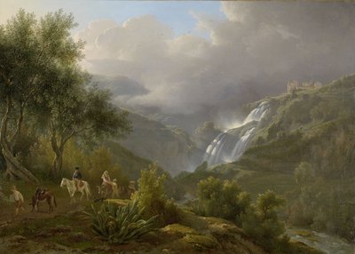 Las Cascadas en Tivoli, con una Tormenta Aproximándose de Abraham Teerlink