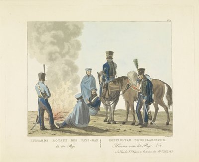 Húsares del 6º Regimiento, 1820-1825 Hussards Royales des Pays-Bas du 6m. Correcto. / Koninglyke Nederlandsche Husaren del Regt. no. 6 (título en objeto) de Abraham Vinkeles