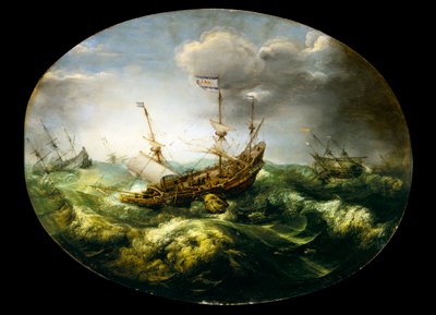 Jonás y la ballena, principios-mediados del siglo XVII (óleo sobre tabla) de Abraham Willaerts