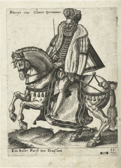 Gobernante alemán a caballo de Abraham de Bruyn (attributed to)