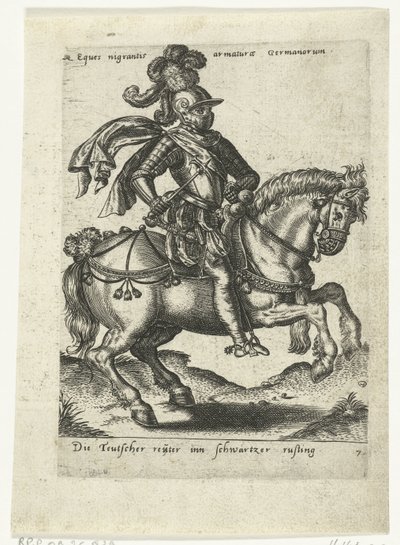 Jinete alemán con armadura negra de Abraham de Bruyn (attributed to)