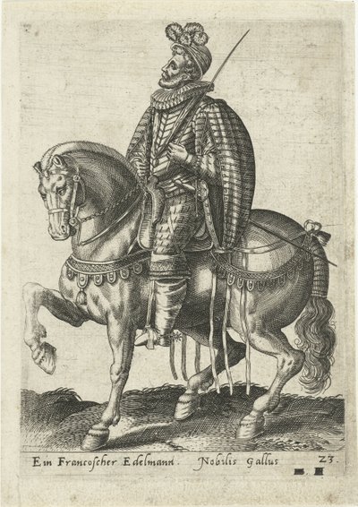 noble francés a caballo de Abraham de Bruyn (attributed to)