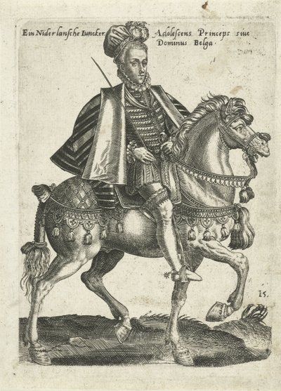 Escudero holandés a caballo de Abraham de Bruyn (attributed to)