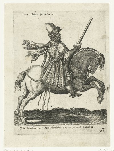 Jinete holandés con carabina de Abraham de Bruyn (attributed to)