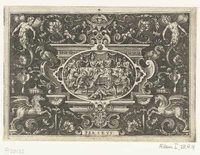 Phineus interrumpe la boda de Perseo y Andrómeda PERSEO (título sobre objeto) de Abraham de Bruyn