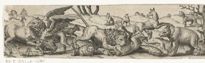 Animales de combate en un paisaje. de Abraham de Bruyn