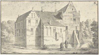 La casa de Rhaen en Overijssel, frente a dos pescadores de Abraham de Haen (II)