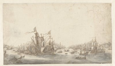 La batalla naval de Duins de Abraham de Verwer