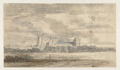 Vista del castillo de Vincennes, detrás de una hilera de árboles de Abraham de Verwer