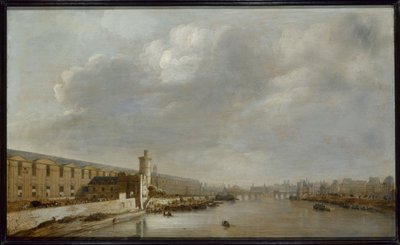 La Gran Galería del Louvre con la Puerta Nueva y la Tour du Bois, hacia 1640 (óleo sobre madera) de Abraham de Verwer