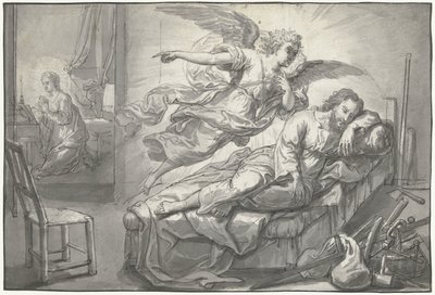 El ángel se aparece a José en un sueño de Abraham van Diepenbeeck