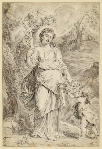 Santa Dorotea, sosteniendo una rama de palma en su mano derecha de Abraham van Diepenbeeck