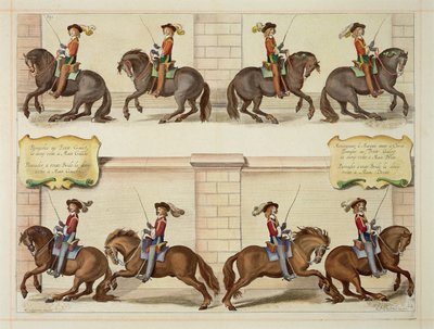 El Marqués de Newcastle a caballo demostrando pasos de doma, placa 22 de 