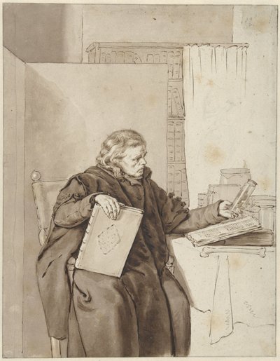 Retrato de un anciano en una sala de estudio de Abraham van Strij (I)