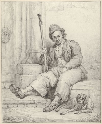 Hombre sentado con perro de Abraham van Strij (I)