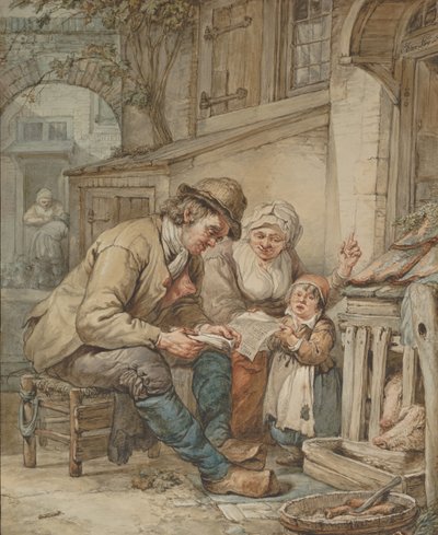 Padres enseñando una canción a su hija, principios del siglo XIX de Abraham van Strij