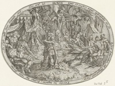 Orfeo en el inframundo: el elemento del fuego Ignis (título sobre objeto) Los cuatro elementos (título de la serie) de Abraham van den Hecken