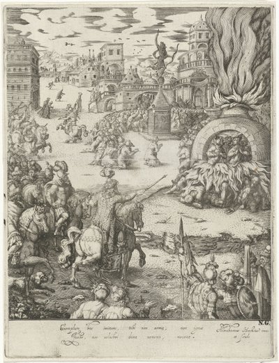 Sadrac, Mesac y Abednego en el horno de fuego de Abraham van den Hecken
