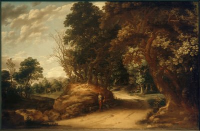 Paisaje boscoso con excursionistas descansando de Abraham van den Rande