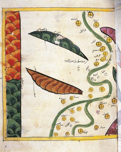 Mapa del Delta del Nilo y dos Oasis de Abu Muhammad Al Idrisi or Edrisi