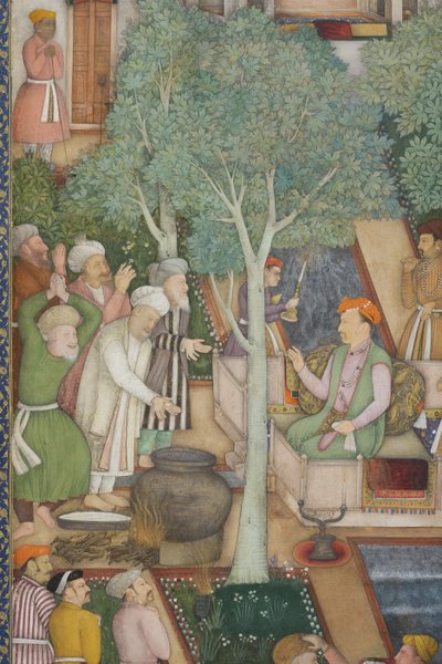 Emperador Jahangir con hombres santos en un jardín (detalle) de Abul Hassan Ghaffari
