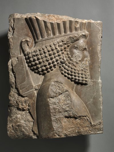 Fragmento de una decoración mural del Palacio de Xerxes, Persépolis: "Guardia" en procesión, 486-465 a.C. de Achaemenid