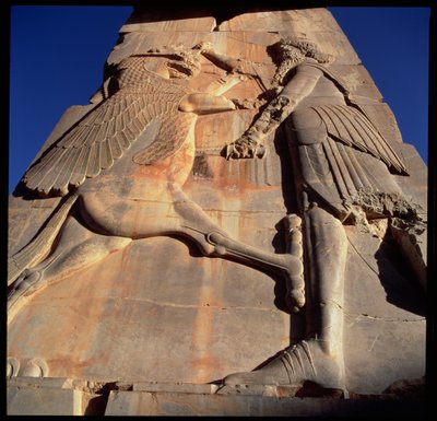 Héroe-rey idealizado, presumiblemente Jerjes (c.519-465 a.C.), apuñalando a un monstruo (detalle) de Achaemenid