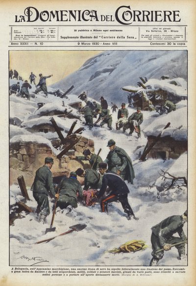 En Bolognola, en los Apeninos de las Marcas, una enorme avalancha de nieve sepultó literalmente una parte del pueblo de Achille Beltrame