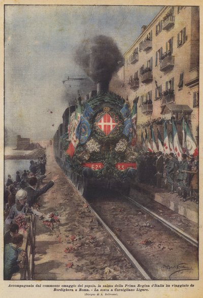 Acompañada por el conmovedor homenaje del pueblo, el cuerpo de la Primera Reina de Italia ha viajado de Achille Beltrame