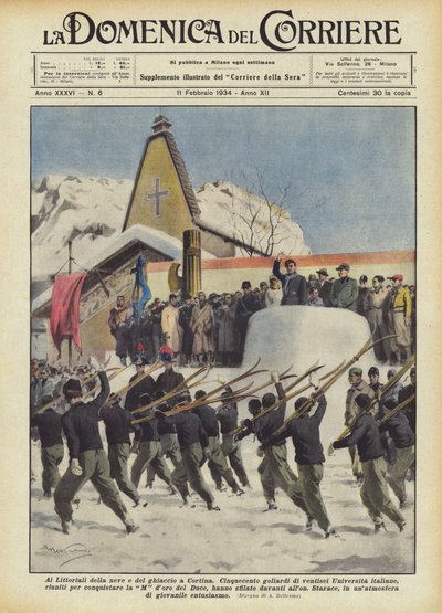 En los Littoriali de la nieve y el hielo en Cortina de Achille Beltrame