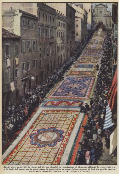 También este año, para la fiesta del Corpus Christi, la población de Genzano (Roma) ha extendido sobre las calles de Achille Beltrame