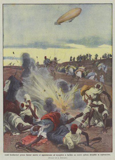 Árabes bombardeados cerca de Zanzur mientras se preparaban para recibir a tiros a nuestro globo de Achille Beltrame