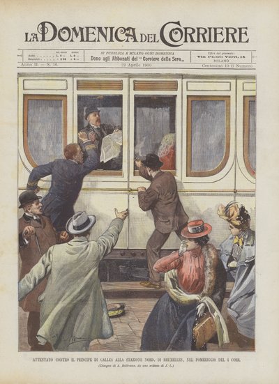 Atentado contra el Príncipe de Gales en la estación Norte de Bruselas, en la tarde del 4 de marzo de Achille Beltrame